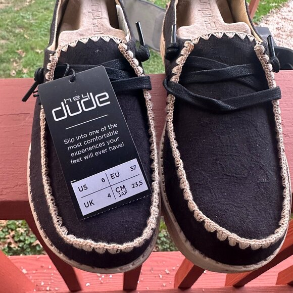 HEY DUDE WENDY CHROCHET BLACK 6 - Picture 1 of 5